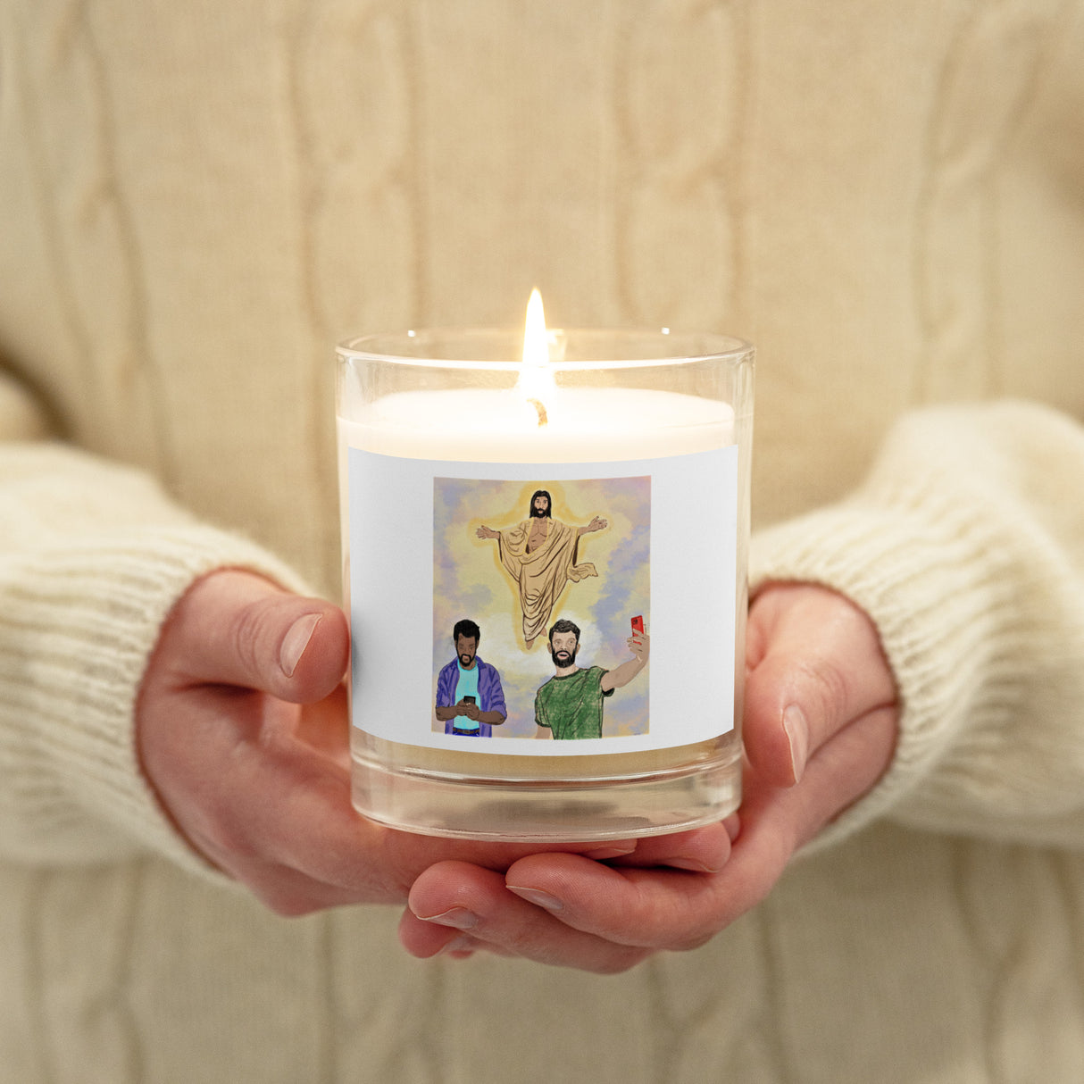 ASCENSION OF CHRIST votive glass jar soy wax candle