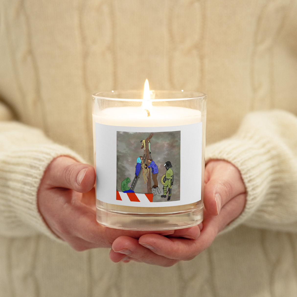 TAKEN DOWN FROM THE CROSS votive glass jar soy wax candle