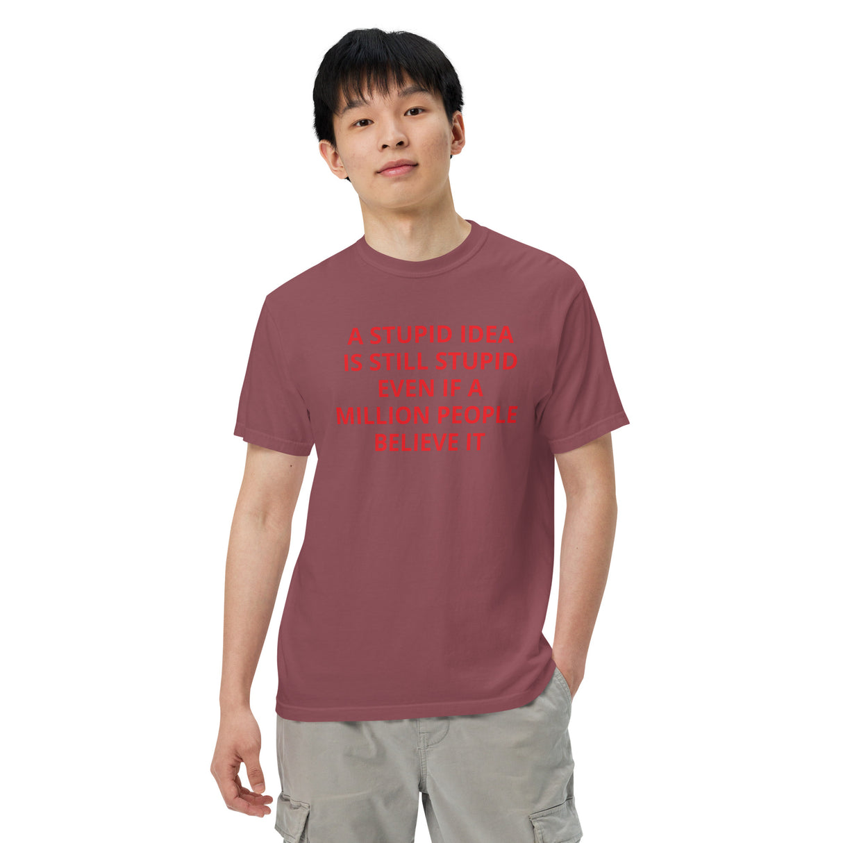 STUPID IDEA Men’s garment-dyed heavyweight t-shirt