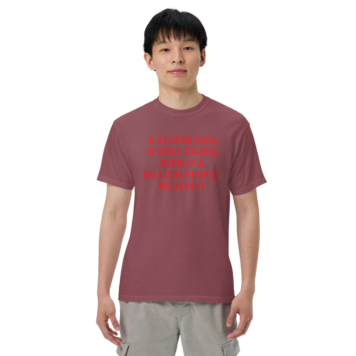 STUPID IDEA Men’s garment-dyed heavyweight t-shirt