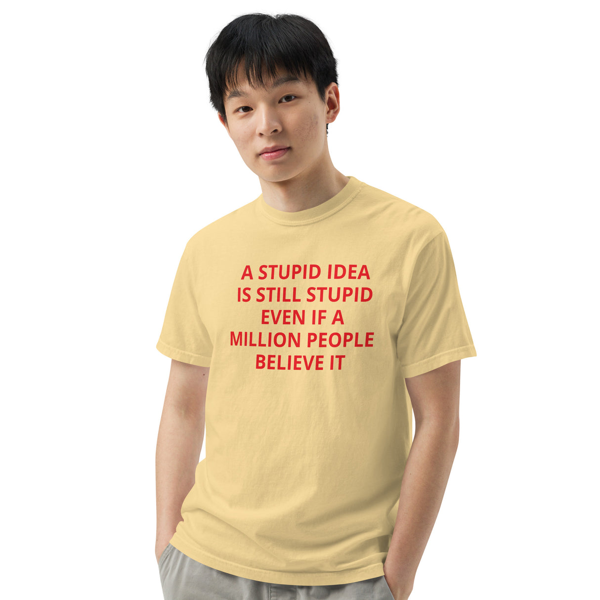 STUPID IDEA Men’s garment-dyed heavyweight t-shirt