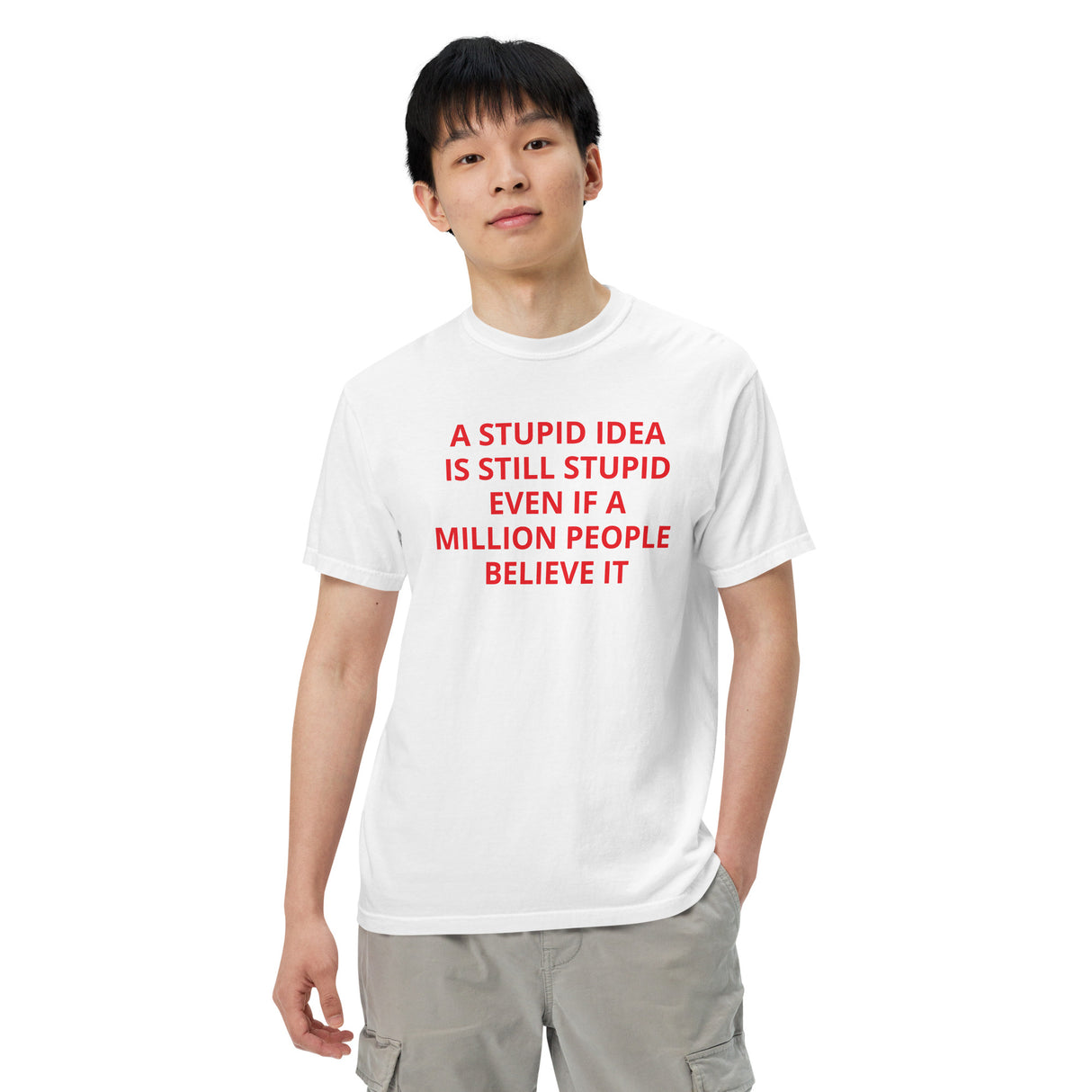 STUPID IDEA Men’s garment-dyed heavyweight t-shirt