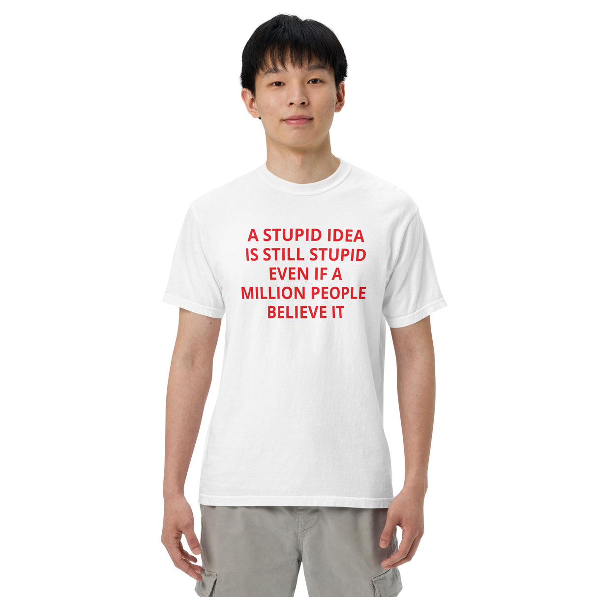 STUPID IDEA Men’s garment-dyed heavyweight t-shirt