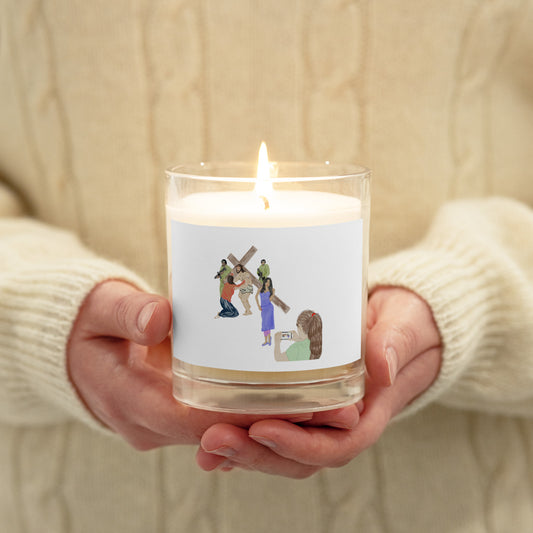 MARY MEETS JESUS votive glass jar soy wax candle
